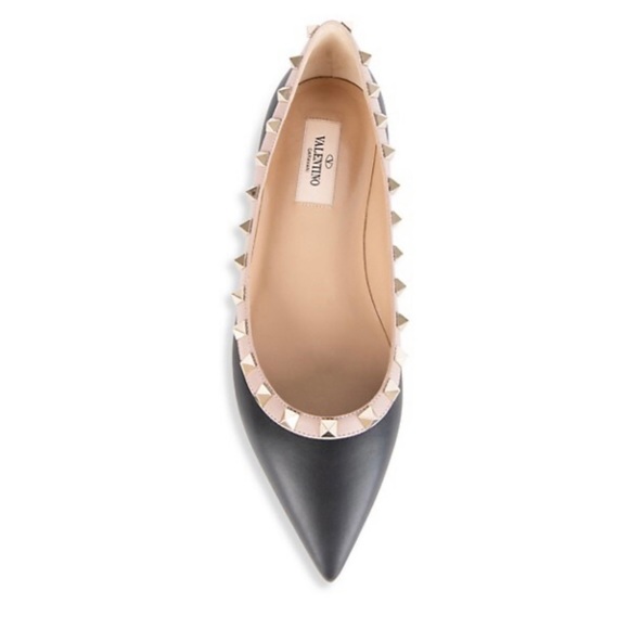 Valentino Shoes - Valentino Rockstud Garavani Pointed Toe Ballet Flats